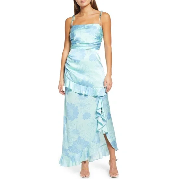 Wayf | Dresses | Wayf Floral Satin Maxi Dress Nwt | Poshmark